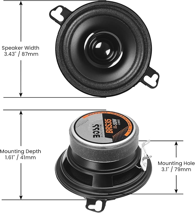 BOSS Audio Systems BRS35 3.5 Inch Replacement Car Door Speaker - 50 Watts Max, Sold Individually