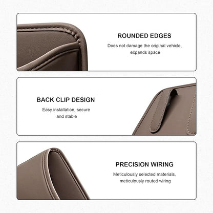 Car Trash Can, Clip On Garbage Organizer Multifunctional Car Door Hanging Container, Waterproof Leather Trash Bin Universal Interior Storage Box for Vehicle Home Office (Brown)