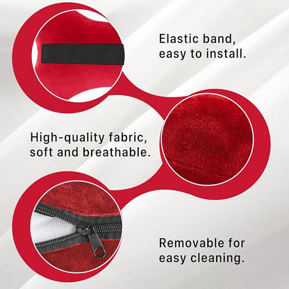 Car Headrest Pillow, Soft & Comfortable Memory Foam Car Neck Pillow for Driving Fatigue Relieve, Universal Cars Head Rest Pillows with Adjustable Strap, Car Interlor Accessorles (Red)