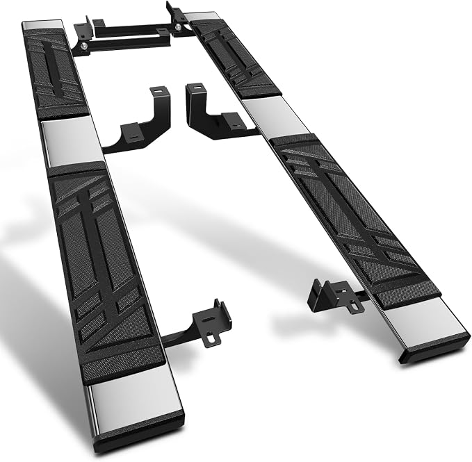 PM PERFORMOTOR 6.5" Running Boards Compatible with 2020 2021 2022 Telluride Palisade, Pair of Stainless Steel Side Rails Step Bars with 6 Pcs Brackets, Polished Chrome/Black