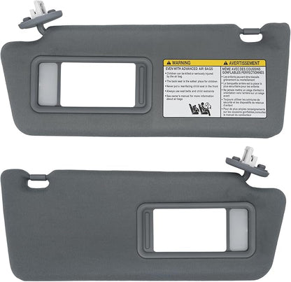 NHILES Driver & Passenger Side Sun Visor Replacement Fits for Toyota Tacoma 2005-2015 Sunshade with Light 7432004210B0 7431004120B0 Color Dark Gray