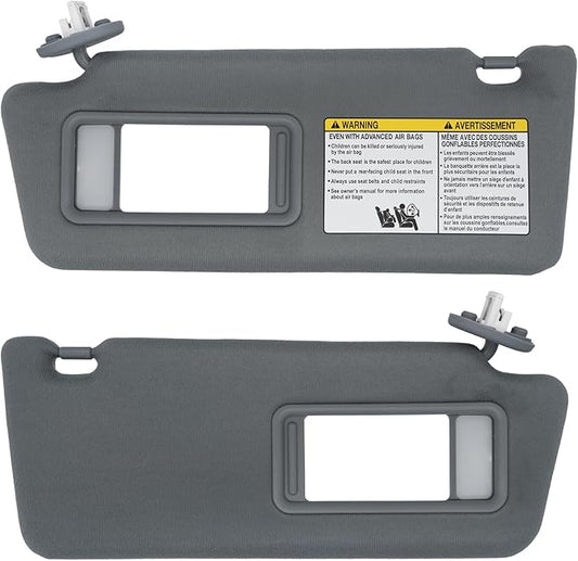 NHILES Driver & Passenger Side Sun Visor Replacement Fits for Toyota Tacoma 2005-2015 Sunshade with Light 7432004210B0 7431004120B0 Color Dark Gray