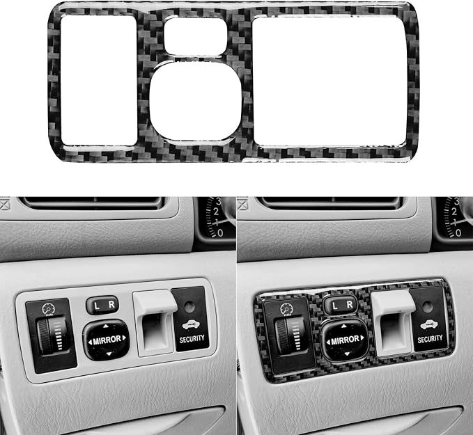 Black Real Carbon Fiber Accessories Car Headlight Control Switch Knob Trim Frame Cover Interior Trim Sticker Decal for Toyota Corolla CE LE S 2003 2004 2005 2006 2007 2008/XRS 2005-2006 Sedan 1PC