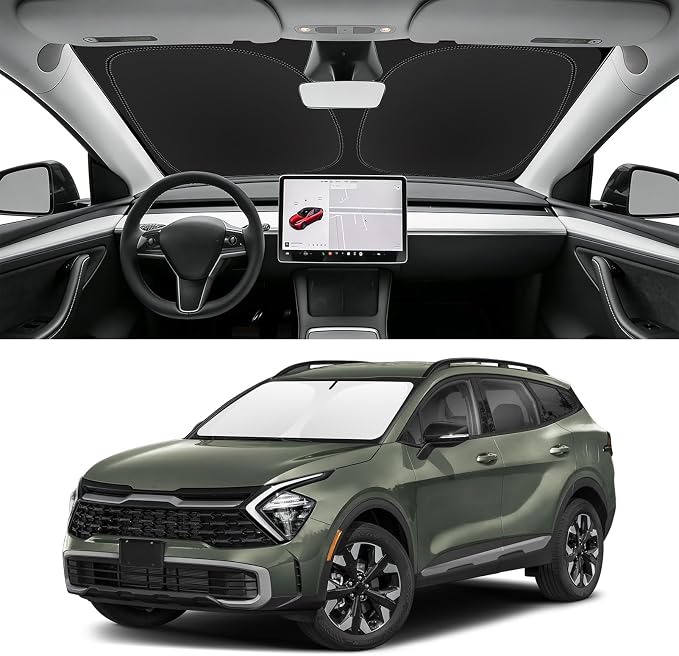 Custom Fit Windshield Sun Shade for Kia Sportage 2023-2026, Blocks UV & Heat, Front Window Sunshade Accessories, Easy Fold & Store Keep Your Car Cooler