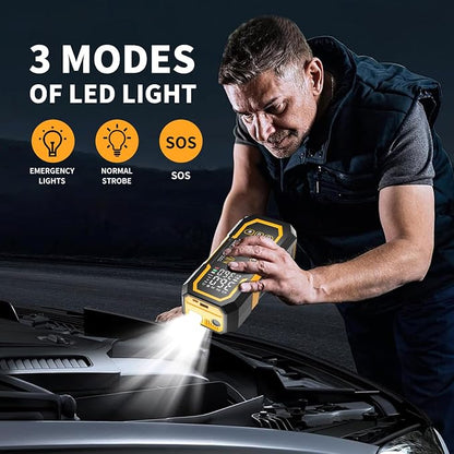 Jump Starter with Air Compressor, Battery Jumper Starter Portable(9.0 Gas/6.5L Diesel) with Tire Inflator, 12V Car Battery Jump Starter with Smart Jumper Cables, LED Light, LCD Display