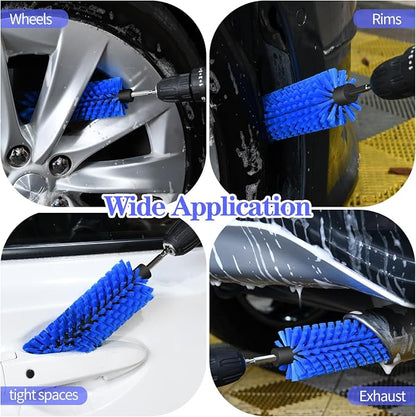 Drill Brush for Car Wheel and Bottle, Highly Dense and Durable Car Cleaning Brush for Wheels, Rims, Engines, Exhaust, Bottle