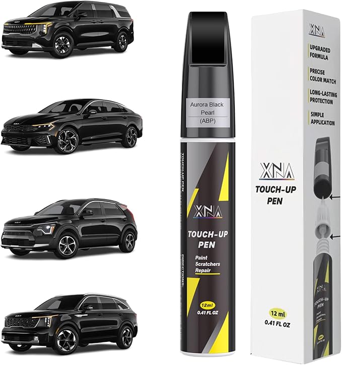 XNA Aurora Black Pearl(ABP) for KIA Touch Up Paint, 2 in 1 Car Scratch Remover with Pen Tip and Brush, Exact Color-Matched for Car Paint Scratch Repair, Quick & Easy Fix Chips and Nicks
