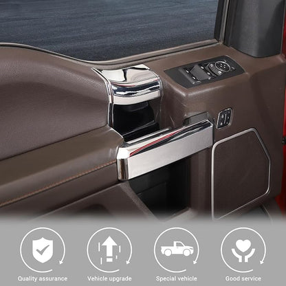 Jimen Compatible with Ford F150 4 Door 2015-2020, 8PCS Inner Door Handle Cover Trim Kits (Chrome)