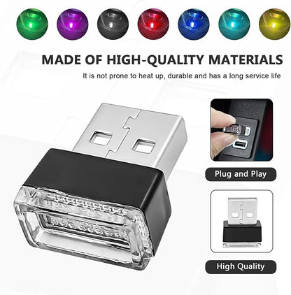 7 Pieces Car Ambient Lighting Kit USB LED Atmosphere Lamp with 7 Color Options Rechargeable Multicolor Interior Night Light for Car Truck Van SUV and Laptop Decor