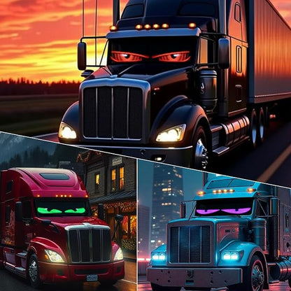 2Pcs LED Eyes for Truck Windshield,Devil Eyes Light for Cars,Flexible Scrolling Programmable LED Signs,Custom Editor Colours,Animations,Text