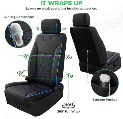 Custom Leather Seat Covers for Silverado/Sierra 1500 2019-2026, 2500HD 3500HD 2020-2026 Crew Cab Full Set with Jump Seat Cover (Armrest Storage Version Only), Truck Accessories