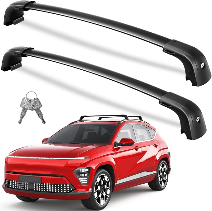 Wonderdriver Roof Rack Cross Bars 300lbs Compatible with Hyundai Kona & Kona Electric 2024 2025 2026, Heavy Duty Aluminum Lockable Roof Rails Crossbars Black Rooftop Cargo Carrier Luggage
