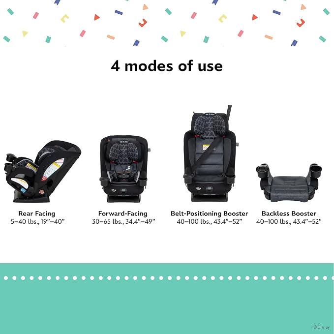 Disney Baby EverSlim 4-in-1 Convertible Car Seat, Vintage Mickey Mouse