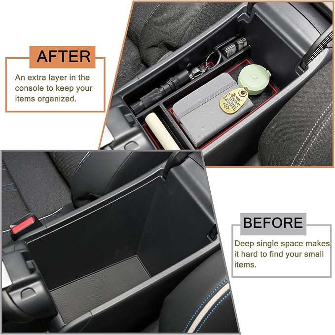 HGWEI Center Console Organizer Tray Compatible with Honda HRV 2023 2024 2025 2026 2027 Accessories, Armrest Storage Box for HRV EX/EX-L/LX/SE/Sport/Touring, Red Trim