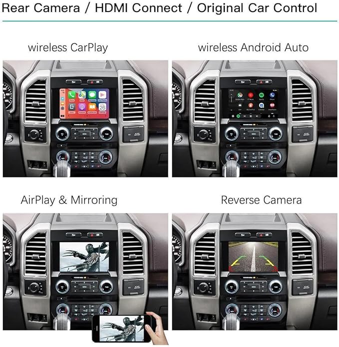 Wireless Carplay Android Auto for Ford 2013-2015 Year with Sync2 System, Wireless Carplay Retrofit Kit Decoder, Support Navigation, Siri, Camera