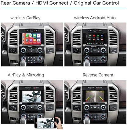 Wireless Carplay Android Auto for Ford 2013-2015 Year with Sync2 System, Wireless Carplay Retrofit Kit Decoder, Support Navigation, Siri, Camera