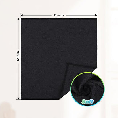 HOMEXCEL Black Microfiber Cleaning Cloth, 24 Pack Absorbent Cleaning Rags, Lint-Free, Streak-Free Cleaning Towels for Car Kitchen House, 12"X11"