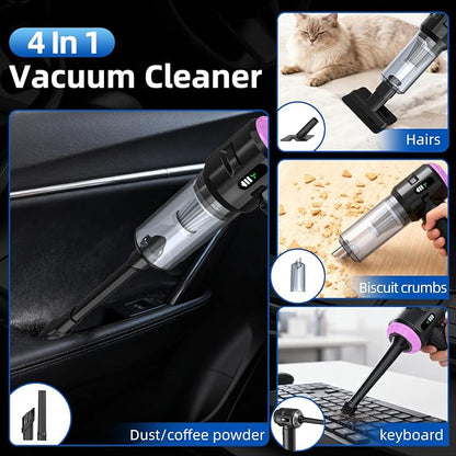 Sycoodeal Handheld Car Vacuum Cleaner, 25000PA Strong Cyclonic Suction Portable Mini Vacuum Cordless with Digital Display Lightweight Handheld for Pet Hair, Car, Home, Office, Kitchen (Purple)