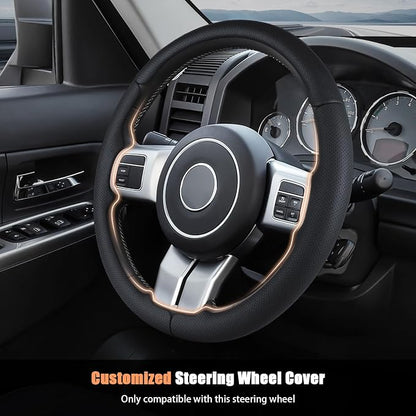 Aimato Customized Steering Wheel Cover for Jeep Wrangler (JK) 2012-2018/Patriot 2011-2017/Grand Cherokee 2011-2013/Compass 2011-2016/Liberty 2011-2012