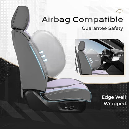 Coverado Car Seat Covers Front, Seat Covers for Cars, Waterproof 2-Pack Car Seat Cushions, Leather Carseat Seat Protectors, Universal Seat Covers Fit for Most Sedans SUV Pick-up Trucks(Gray&Purple)
