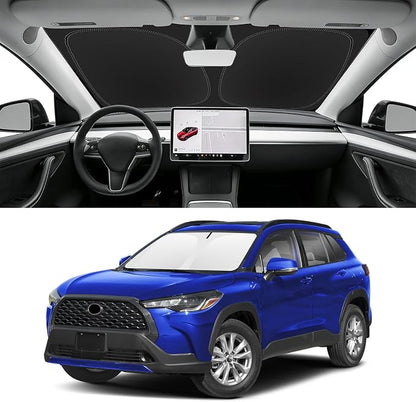 Custom Fit Windshield Sun Shade for Toyota Corolla Cross 2022-2026, Blocks UV & Heat, Front Window Sunshade Accessories, Easy Fold & Store Keep Your Car Cooler