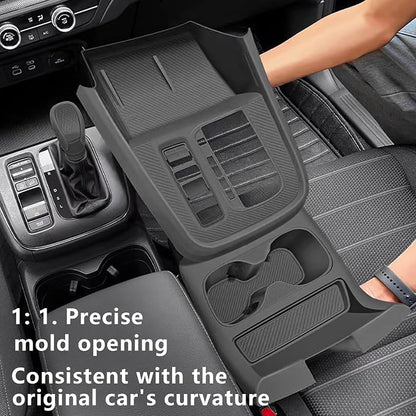Temmis Center Console Silicone Organizer with Cup Holder for Honda CRV 2023-2026, Full-Wrap Center Consel Electrostatic adsorption Cover for Honda CRV-Black