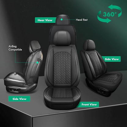 SCITOO Universal Car Seat Covers Full Set,Waterproof Automotive Seat Covers for Front and Back Seats, Premium Car Seatshelteror, Seat Covers for Cars Black – Fits Most Vehicles(Black,Full Set)