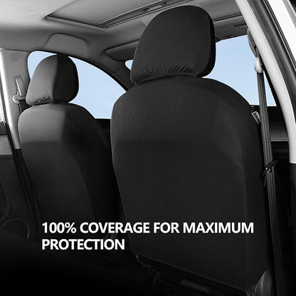 HChengkikz Car Seat Covers Front Seat, Waterproof Neoprene Seat Covers, Airbag Compatible, Universal Fit Most Sedans, SUVs, Trucks (Black)