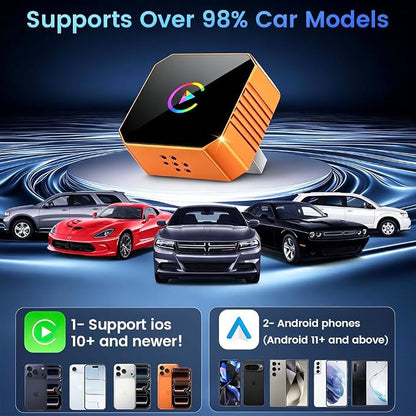 HomeBeyond 2-in-1 Wireless CarPlay & Android Auto Adapter, Plug & Play CarPlay Dongle Converts Wired to Wireless, Fast Auto-Connect, No Delay, Compact Design for iPhone & Android with USB/USB-C Port