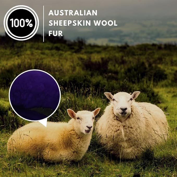 Andalus Brands Luxury Fluffy Car Steering Wheel Covers – Genuine Merino Sheepskin, Soft Fuzzy Car Steering Wheel Cover for Women, Universal 14.5-15" Size, Plush Fur Cute Auto Accessories, Dark Purple