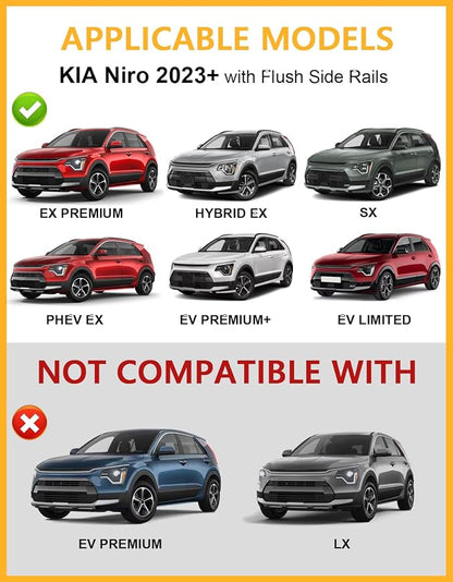 Tuyoung 300lbs Lockable Roof Rack Cross Bars Compatible with Kia NIRO 2023 2024 2025 2026 with Flush Side Rails, Heavy Duty Aluminum Anti Theft Black Roof Rails Crossbars Rooftop Cargo Carrier Luggage