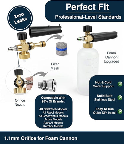 DBR Tech® 1.1mm Orifice for Foam Cannon | Thicker Foam, 1000–3000 PSI