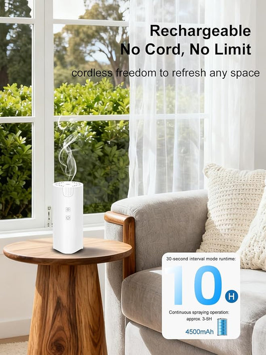 Marchred 100ML Car Essential Oil Diffuser, Rechargeable Battery Powered, 7 Color Lights, 2 Mist Modes, Cordless Portable Aromatherapy Humidifier for Car Home Outdoor