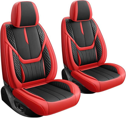 Car Seat Covers Full Set - Universal Seat Covers for Cars SUV Truck – Faux Leather Automotive Seat Covers, Breathable & Waterproof Front and Rear Seat Protectors, Fit for Most Cars-Redblack
