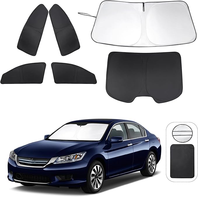 TINGLU Window Shades for Honda Accord 2013 2014 2015 2016 2017 Accessories Car Side Full Windows Windshield Sun Shade Sun UV Rays & Privacy Protection for Camping,Napping,and Relaxing 6PCS