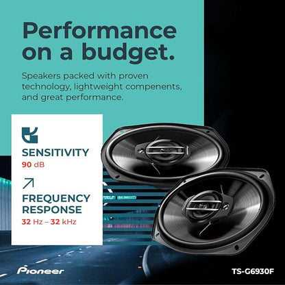 PIONEER G-Series TS-G6930F 6” x 9” 3-Way Speakers (Pair) – 400W Max, Balanced Sound + Smooth Treble, Great Stock Replacement, High-Efficiency Speaker Designed for OEM Power