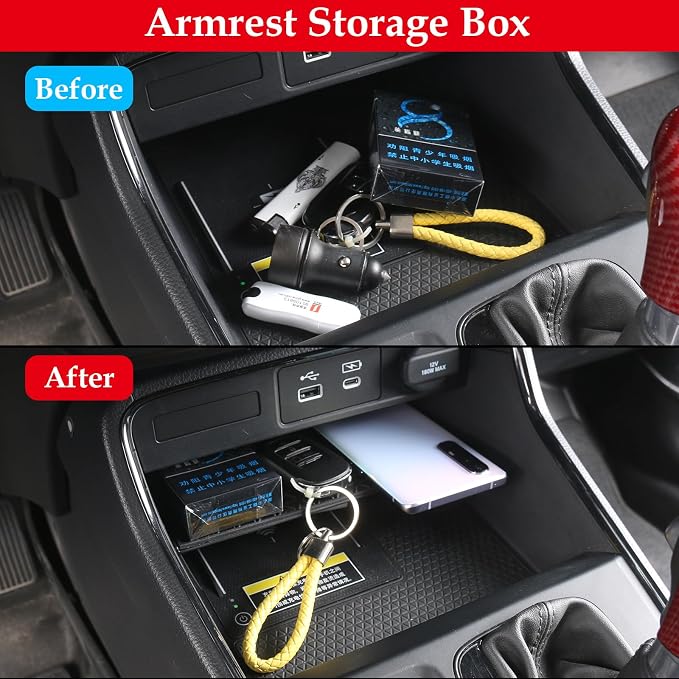 3PCS Center Console Tray Organizer for Toyota 2019-2025 RAV4 Hybrid, Prime (PHEV) Accessories Center Console Tray，Dashboard Tray，Armrest Storage Box（for 8'' Multimedia Display Only）