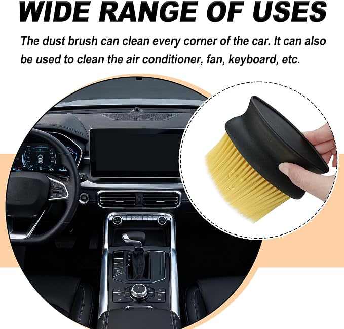 Car Detailing Brush with Ultra Soft Bristles Automotive Interior Cleaning and Dusting Tool for Dashboard Air Vents Leather Computer and Scratch Free Surfaces (Yellow)