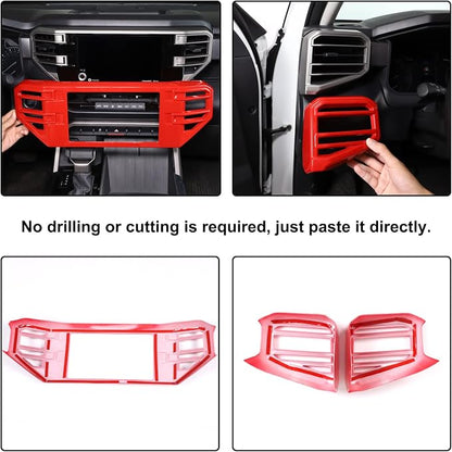 Car Center Console Air Conditioning Outlet Trim Cover Kit Compatible with Toyota Tundra/Sequoia 2022-2026, ABS Dashboard Side A/C Vent Panel Decorative Frame Protection Accessories, For 8-inch Screen