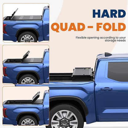 KUIPERAUTO 6.5ft Quad-Fold FRP Hard Truck Bed Tonneau Cover Compatible with 2015-2026 Ford F-150 SuperCrew/1.5 Cab/Single Cab,On Top Mount,Lockable,Styleside Bed 78.9inch