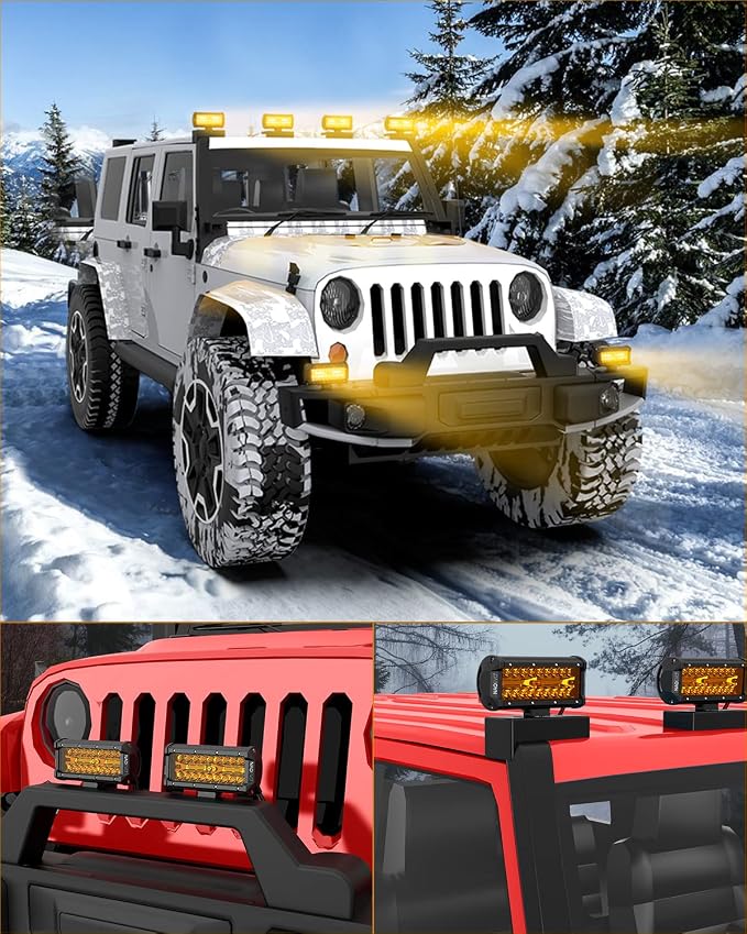 NAOEVO 7 Inch Amber LED Light Bar, 240W 24,000LM Offroad Fog/Driving Lights with Spot Flood Combo, LED Pods for Truck Boat UTV ATV, 2 Pack (Amber)
