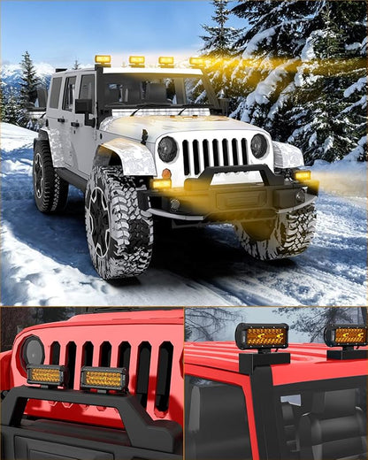 NAOEVO 7 Inch Amber LED Light Bar, 240W 24,000LM Offroad Fog/Driving Lights with Spot Flood Combo, LED Pods for Truck Boat UTV ATV, 2 Pack (Amber)