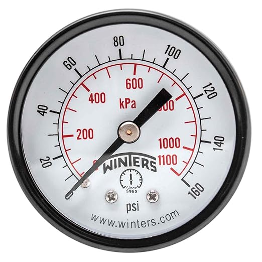 Winters 2 inch Dial Size, Multi Function Application Economy Utility Dry Pressure Gauge, Brass Internals, Steel Case, Dual Scale 0-160 psi/kPa, 3-2-3% Accuracy, 1/4 inch NPT Back Mount, Pressure Gauge