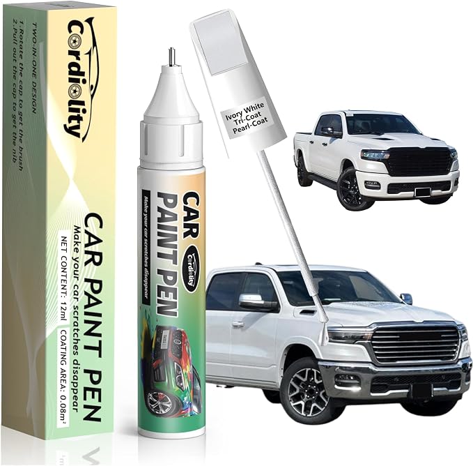 Ivory White Tri-Coat Pearl-Coat(PWD/JWD) Touch Up Paint Pen for Ram,Car Paint Scratch Repair Pen Quick and Easy Fix Auto Paint Scratch