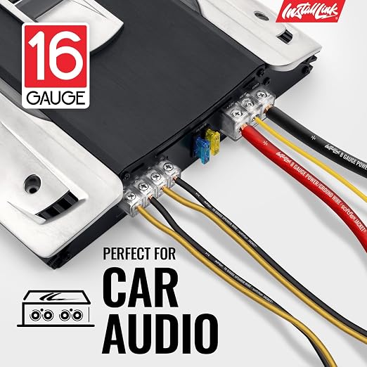 16 AWG Gauge Speaker Wire Cable Stereo, Car or Home Theater, CCA (100 Feet) by Install Link