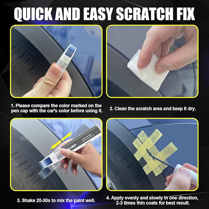 KIKIMO for Tesla Touch Up Paint(Stealth Grey(PN01)), Car Paint Repair Kit for Tesla Model Y/3/S/X, 2 In 1 Scratches Repair with Pen Tip and Brush, Color-Matched for Quick & Easy Fix