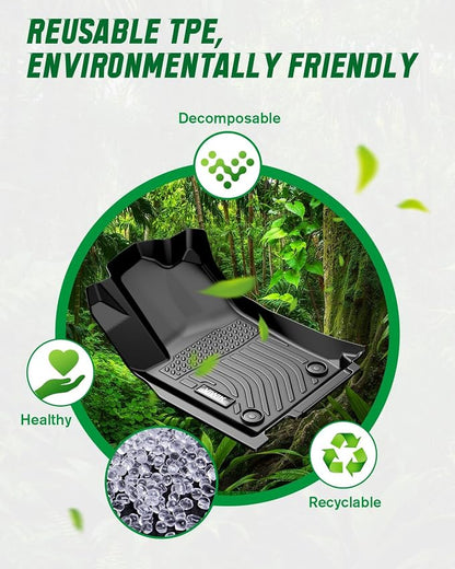 VIWIK Floor Mats for Chevy Colorado Crew Cab 2023-2026 / for GMC Canyon Crew Cab, All Weather Car Mats TPE Rubber Automotive Floor Liners Front & Rear 1st and 2nd Row Black