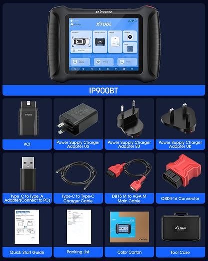 XTOOL IP900BT OBD2 Scanner Diagnostic Tool, ECU C0ding Automative Scanner, AI-Assisted Wireless Scan Tool with 41+ Reset, 4000+ Bidirectional Scanner for Car, CAN FD/DoIP/FCA, 3-Y Update