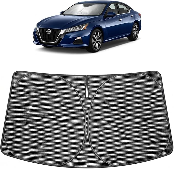 Proadsy Windshield Sun Shade Custom Fit Nissan Altima 2019-2026 Ice Crystal Black Front Window Sunshade UV and Heat Blocker Foldable Visor Keeps Car Cooler for Summer Parking and Daily Use
