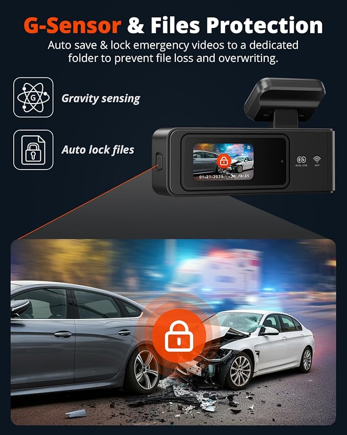 Wireless Dash Cam Front and Rear 2K, WiFi APP Dash Camera for Cars with 1.5'' Screen, Mini Dashcam Front and Back Support G-Sensor/Time Lapse 2 Kinds Parking Monitor